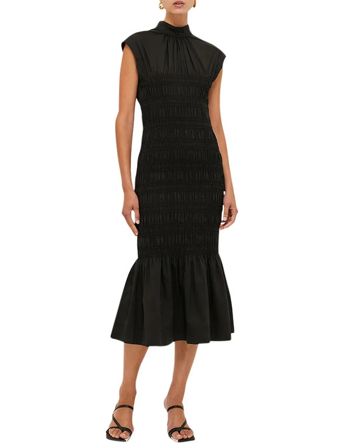 Saba Kiera Shirred Dress Black Size 10 - Image 3