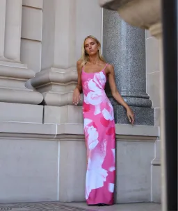 With Harper Lu Valentina Slip Dress Pink Hues Print Size 8 for rent on The Volte - image 1