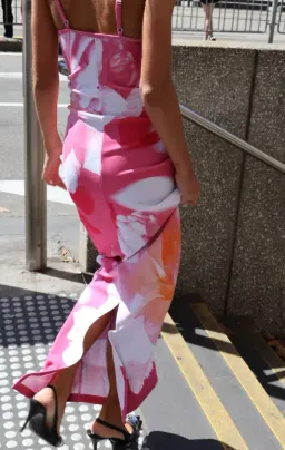 With Harper Lu Valentina Slip Dress Pink Hues Print Size 8 for rent on The Volte - image 4
