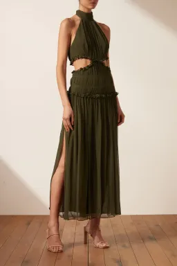 Shona Joy Safira High Neck Cut Out Midi Dress Green Size 10 for rent on The Volte - image 2