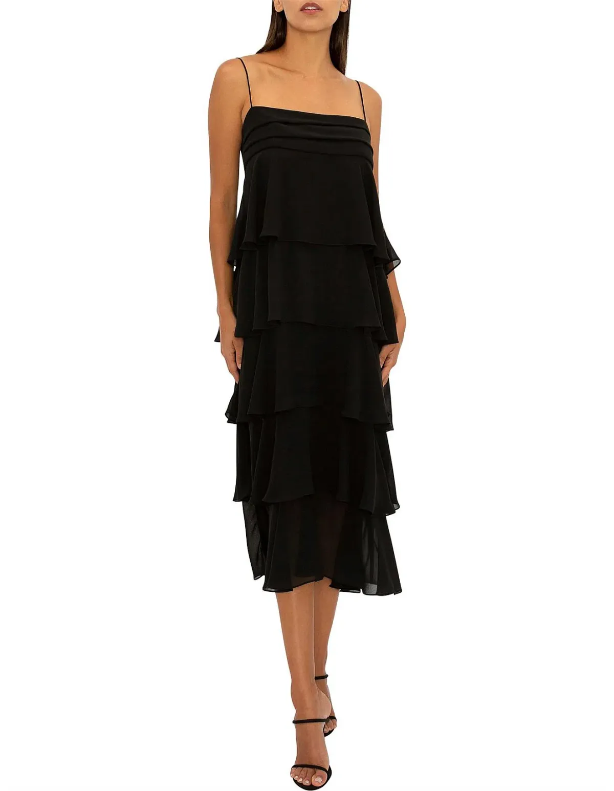 Carla Zampatti Black Tiered Maxi Dress Size 8 for rent on The Volte - main image