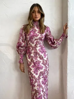 Alemais Isla Midi Dress Magenta Size 8 for rent on The Volte - image 2