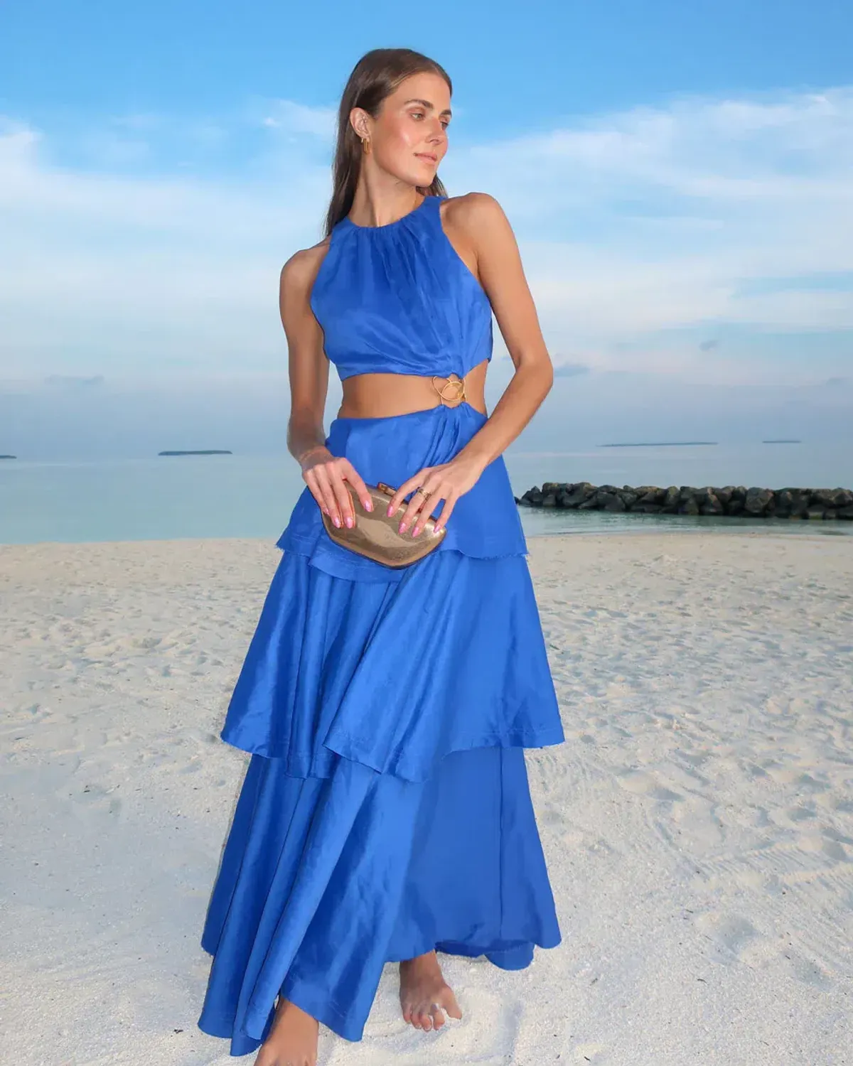 Aje Wave Cut Out Ring Midi Dress Marine Blue Size 12 / L - Image 3