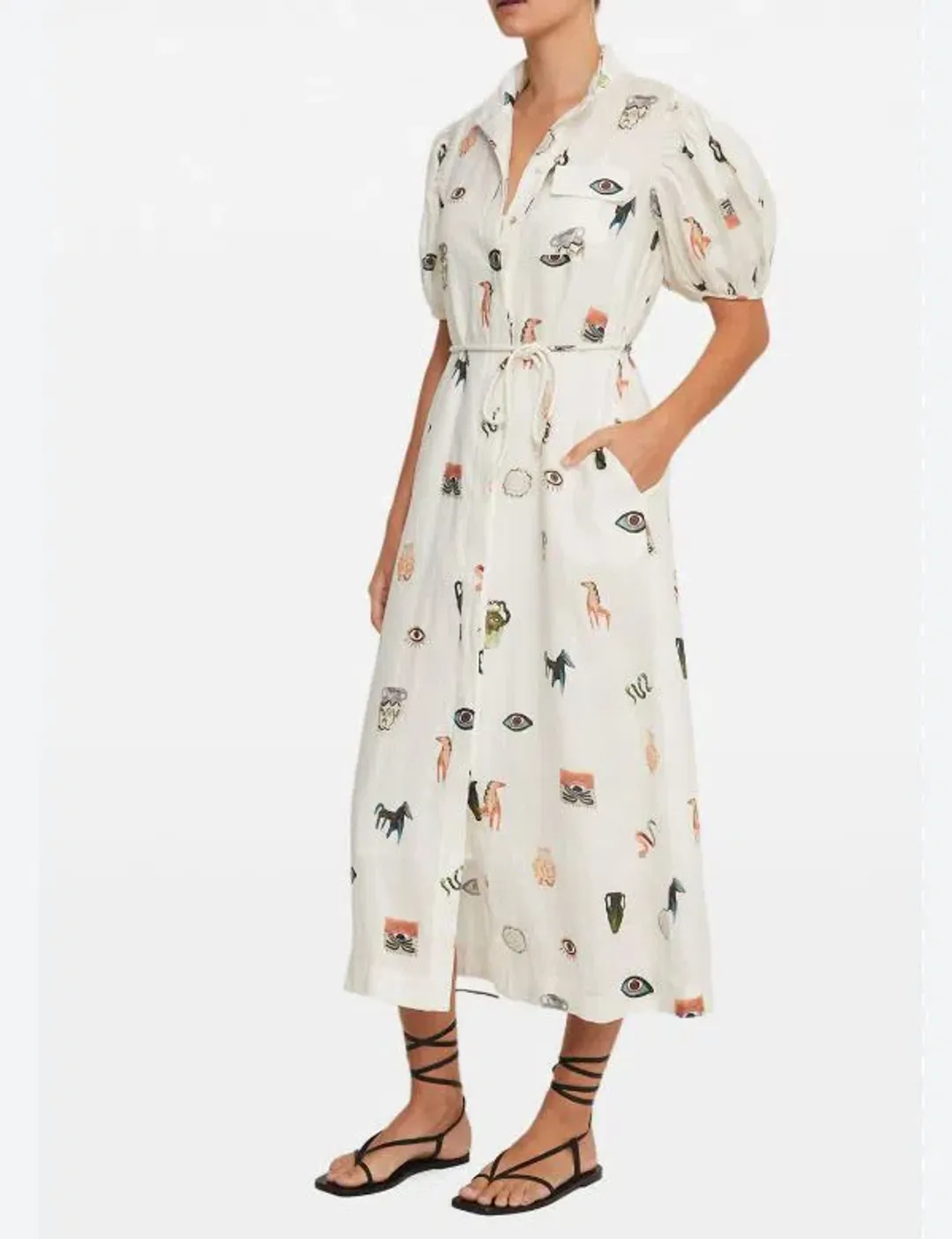 Alemais Hera Midi Dress in Ivory Size 12 for rent on The Volte - main image
