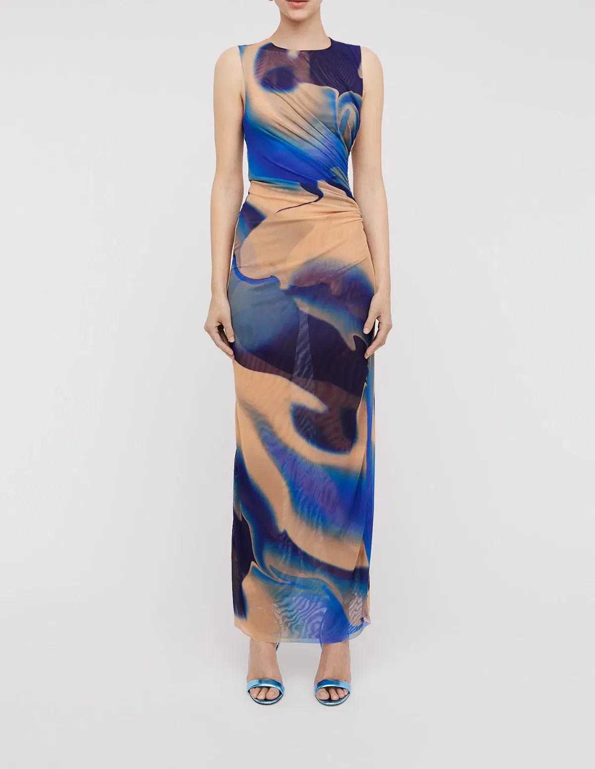 Scanlan Theodore Italian Watercolour Dress Blue Print Size 6 / XS - Image 1