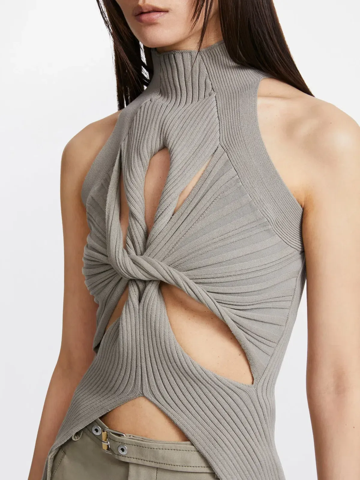 Dion Lee Muscular Twist Tank in Stone Size 8 / S - Image 3