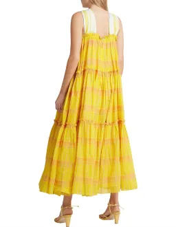 Aje Wilderness Tiered Dress Yellow Check Size 6 for rent on The Volte - image 3