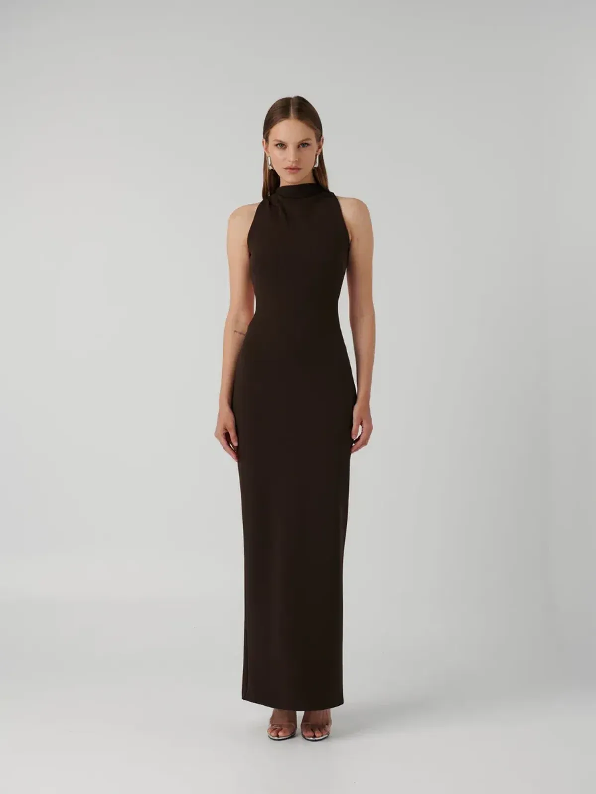 Effie Kats Ambre Gown - Coffee - Size M (10) for rent on The Volte - main image