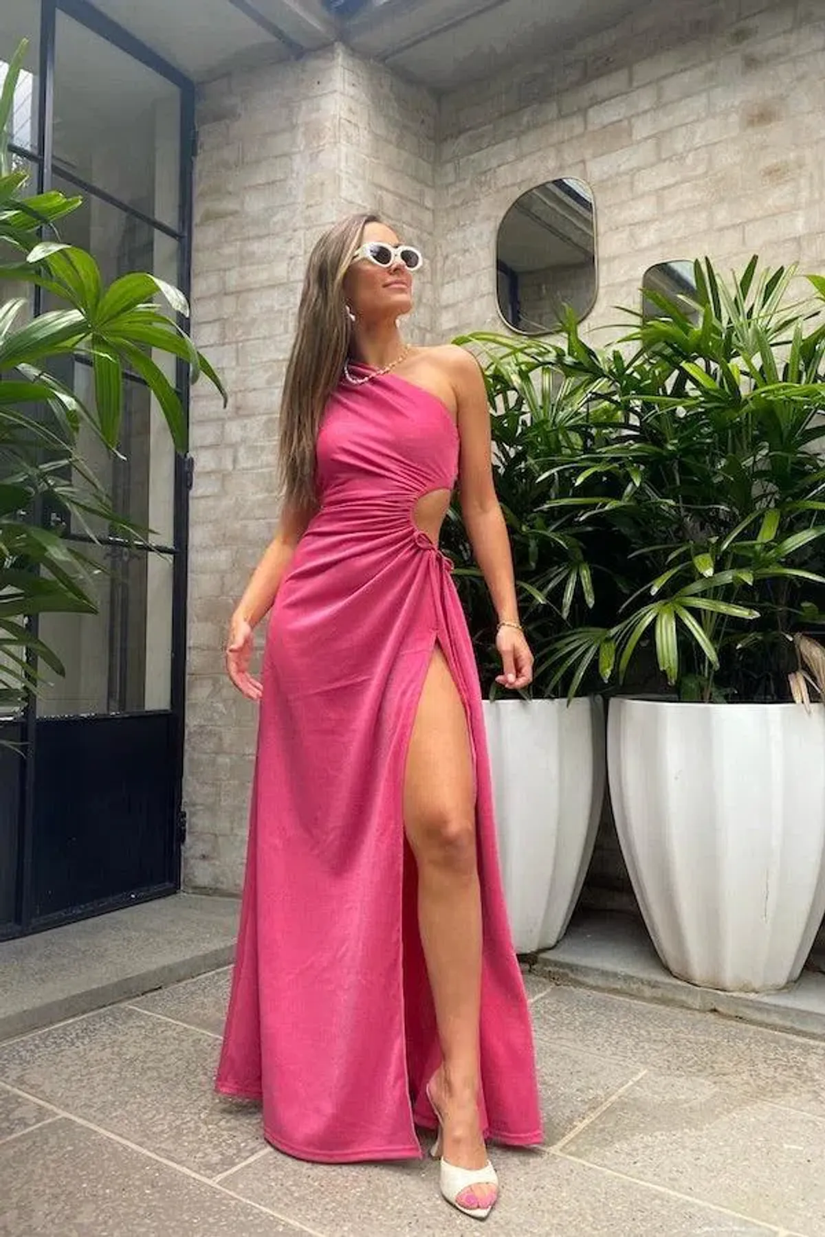 Sonya Moda Nour Shimmer Maxi Dress Pink Size AU 6 - Image 3