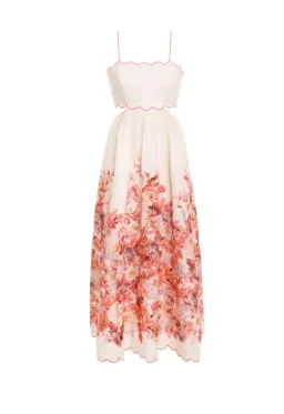 Zimmermann The Devi Scallop Midi Dress in Cream Floral Size 1 / Au 10 for rent on The Volte - image 3