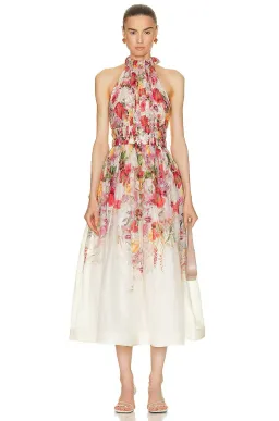 Zimmermann The Wonderland Halter Dress in Elka Poppy Ivory Print Size 1 /Au 10 for rent on The Volte - image 1