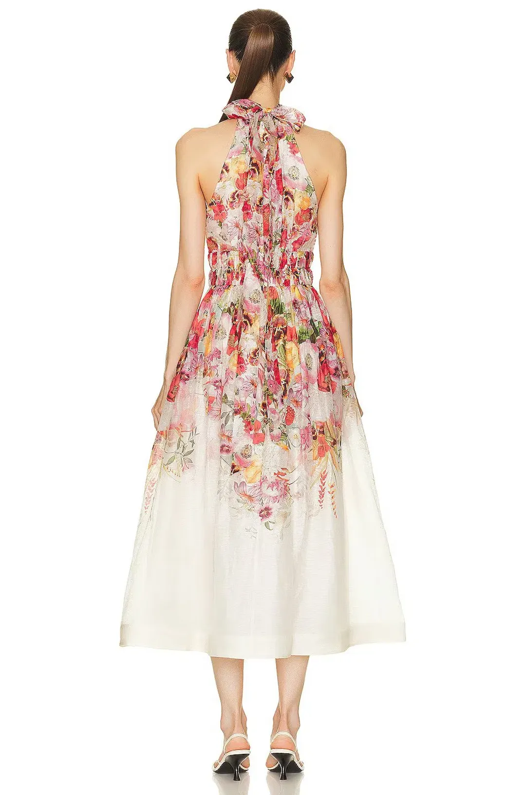 Zimmermann The Wonderland Halter Dress in Elka Poppy Ivory Print Size 1 /Au 10 for rent on The Volte - main image