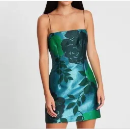 Bec & Bridge Lurex Sparkle Soiree Mini Dress Green Size 12 for rent on The Volte - image 2