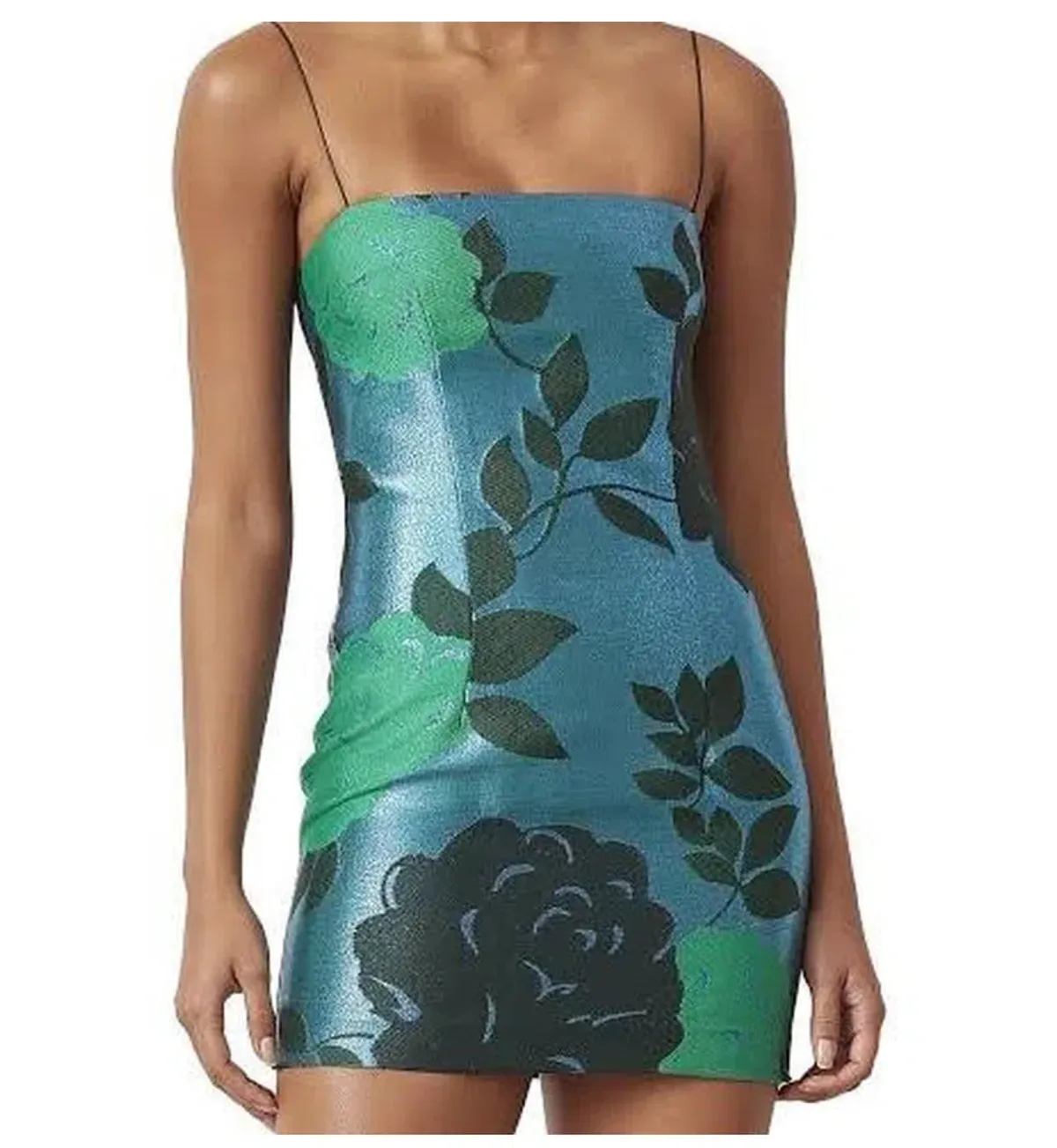 Bec & Bridge Lurex Sparkle Soiree Mini Dress Green Size 12 - Image 3