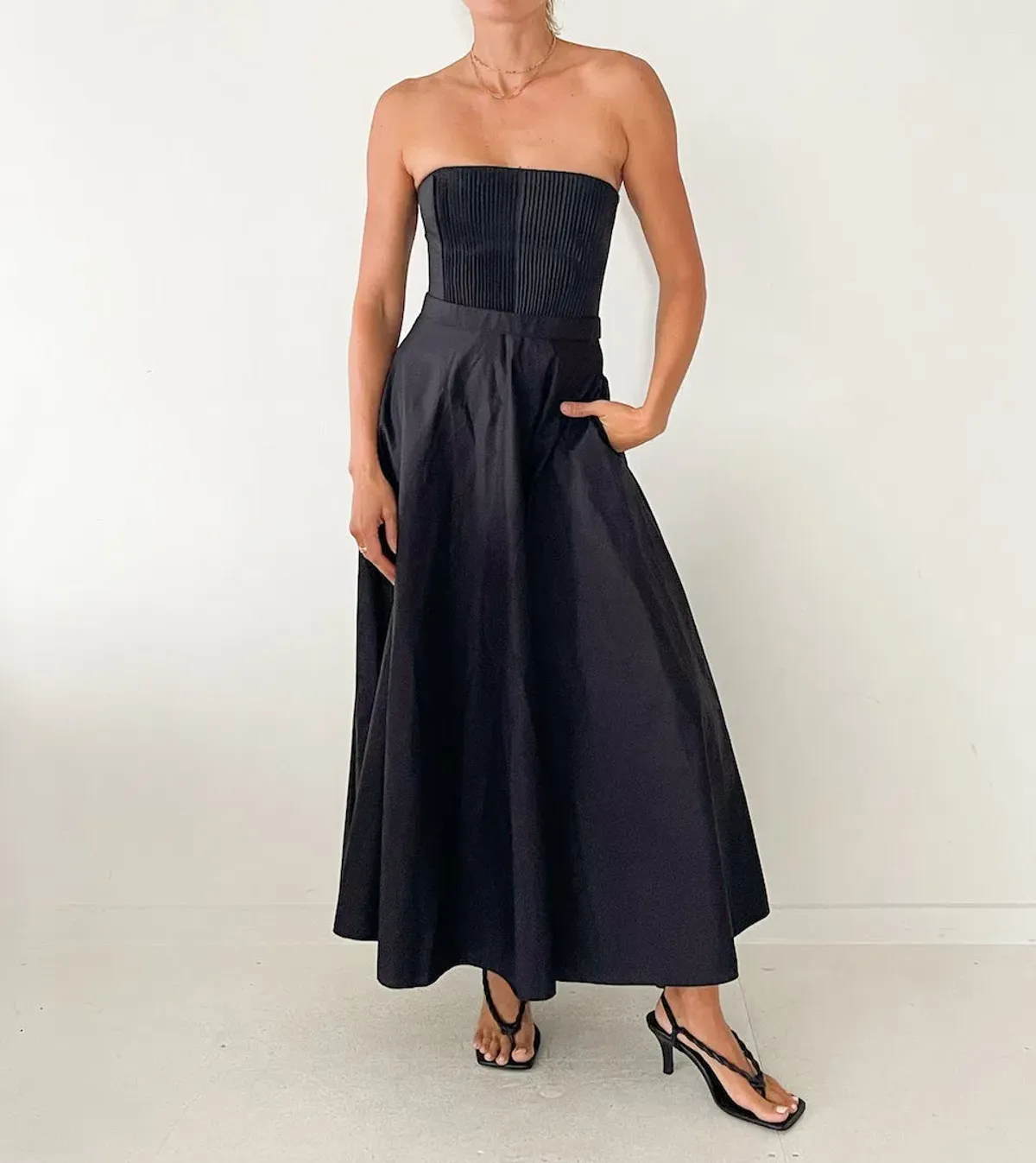 Scanlan Theodore Parachute Bustier Midi Dress Black Size 10 for rent on The Volte - main image