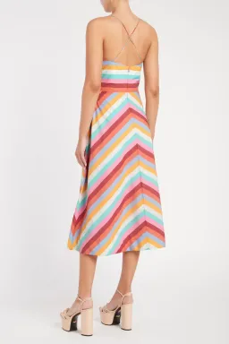 Rebecca Vallance Lolita Tie Midi Dress in Multi Colour Print Size 14 for rent on The Volte - image 2