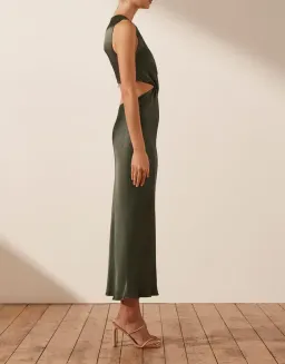 Shona Joy Giorgia Twist Front Sleeveless Midi Dress Forest Size 10 for rent on The Volte - image 4