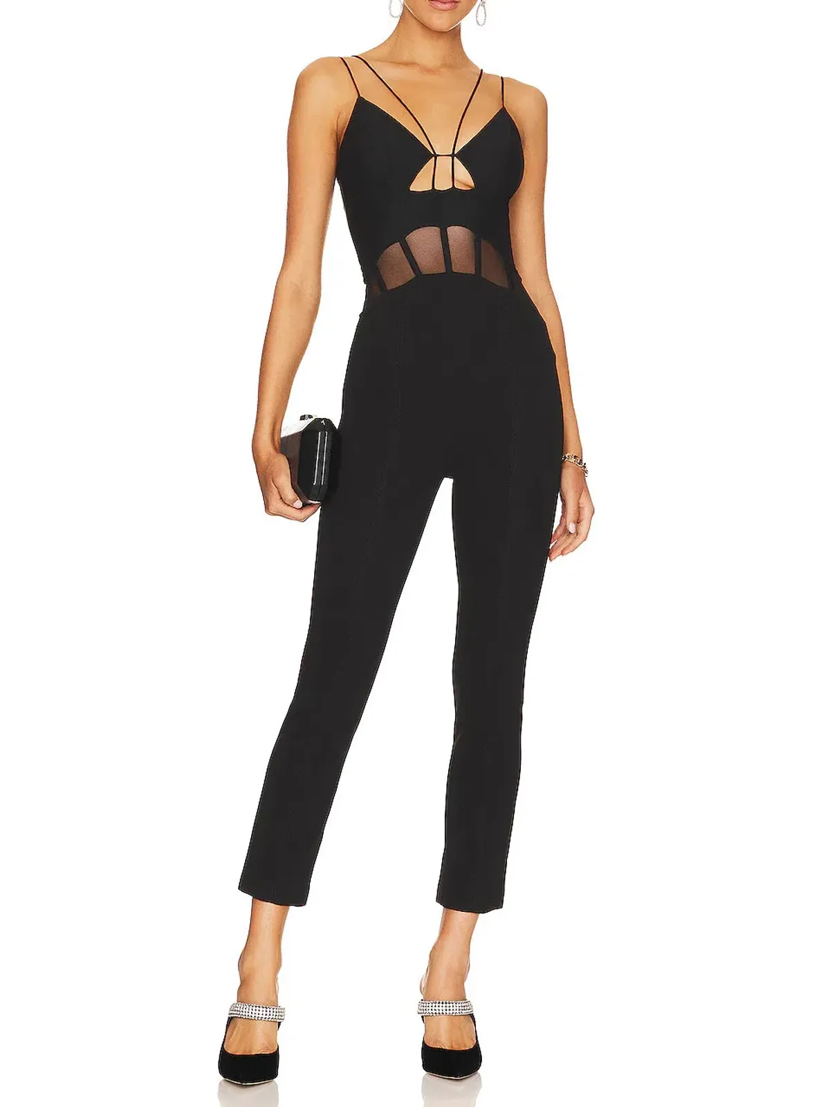 Misha Myrine Bonded Crepe Jumpsuit Black Size 10/M - Image 1
