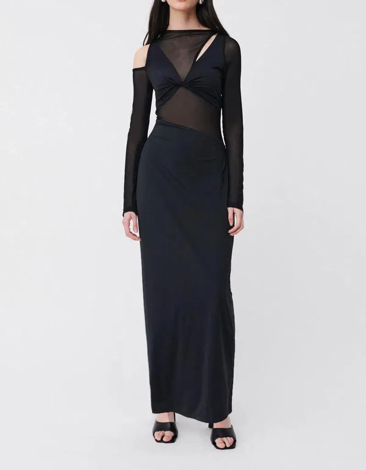 Suboo Rodin Long Sleeve Mesh Jersey Maxi Dress Black Size M / Au 10 - Image 1
