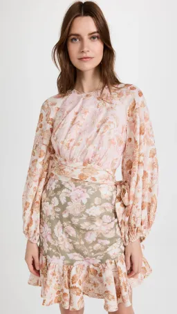 Zimmermann Lyre Wrap Billow Mini Dress Spliced Size 0/Au 8 for rent on The Volte - image 2