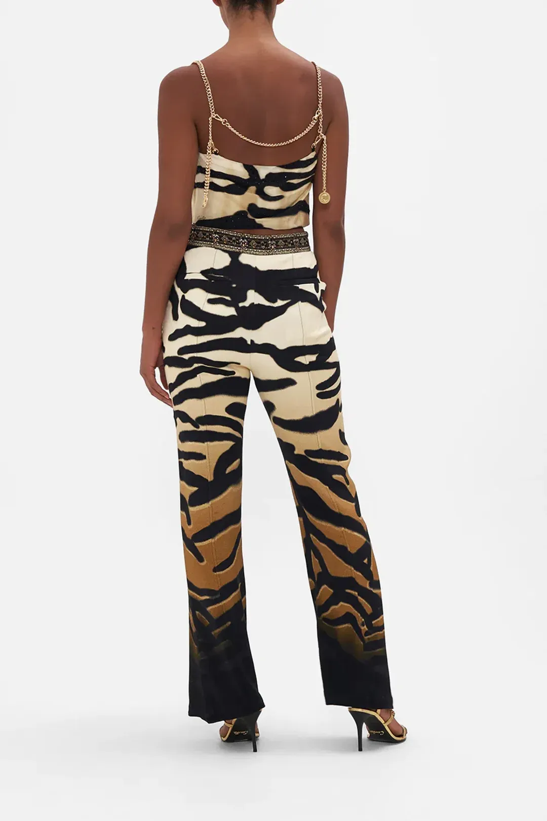 Camilla Full Length Flared Pant Tame My Tiger Print Size L / AU 14 for rent on The Volte - main image