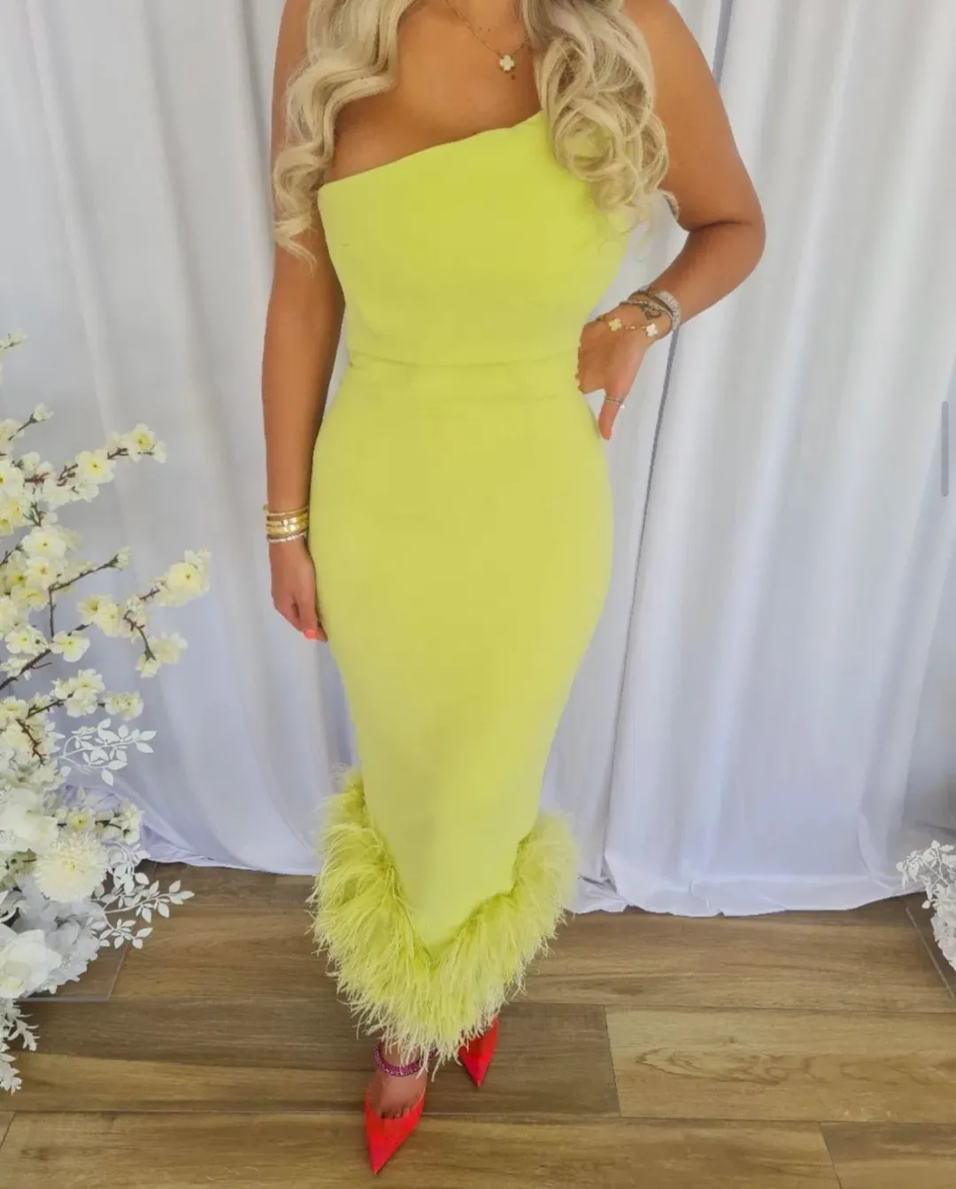 House of CB Alessia Midi Dress in Lime Size M/Au 10 for rent on The Volte - main image