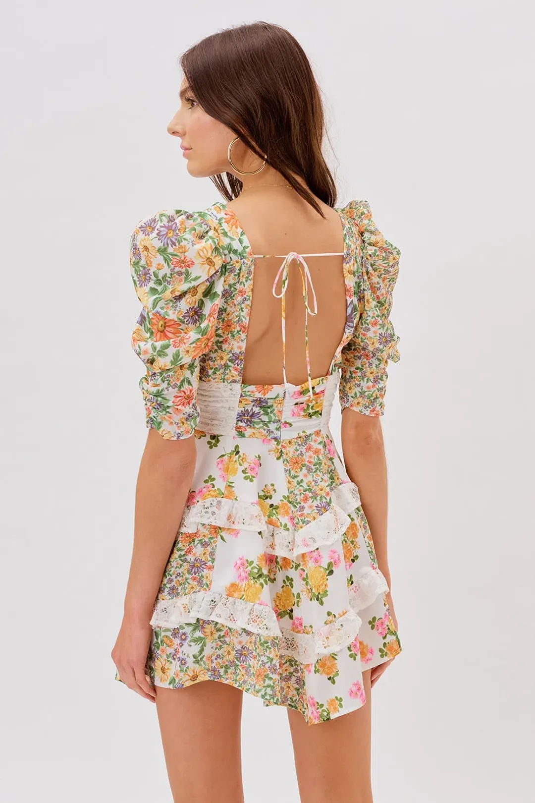 For Love & Lemons Rosalyn Mini Dress Marigold Print Size 8 for rent on The Volte - main image