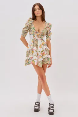 For Love & Lemons Rosalyn Mini Dress Marigold Print Size 8 for rent on The Volte - image 1