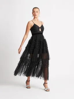 Sheike Phantom Mesh Maxi Dress Black Size 6 for rent on The Volte - image 1