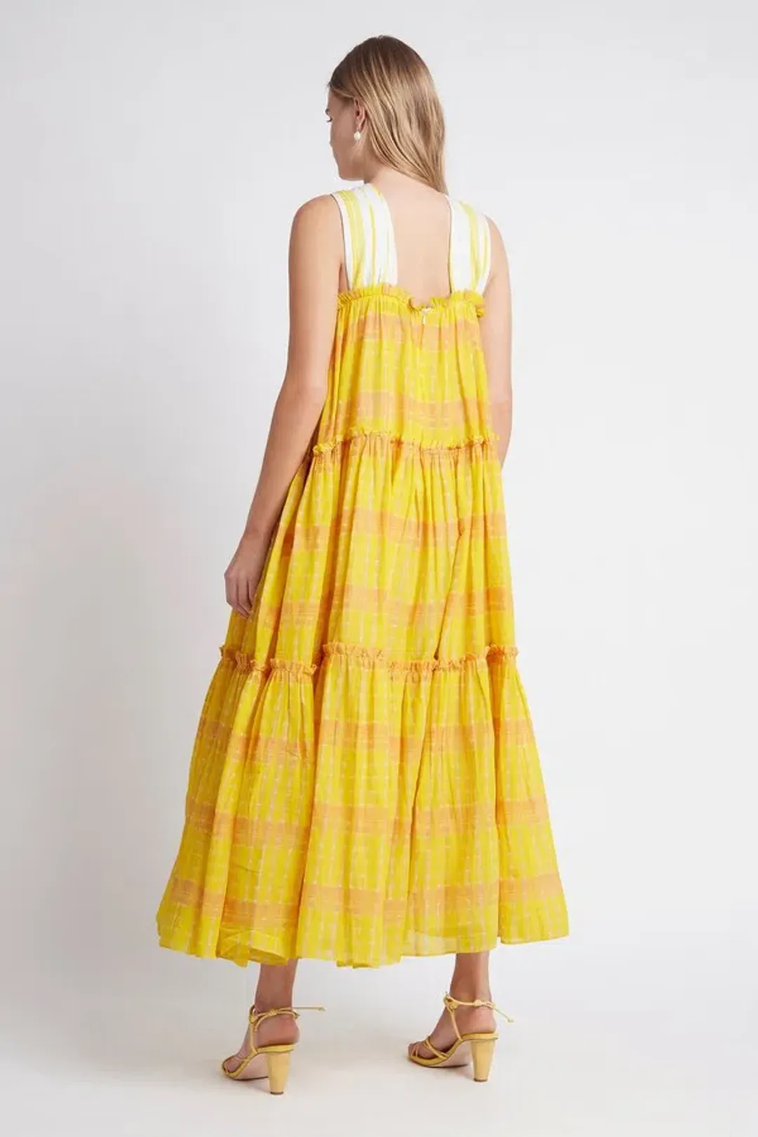 Aje Wilderness Tiered Maxi Dress Yellow Size AU 6 / US 2 for rent on The Volte - main image