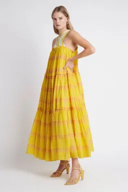 Aje Wilderness Tiered Maxi Dress Yellow Size AU 6 / US 2 for rent on The Volte - image 4