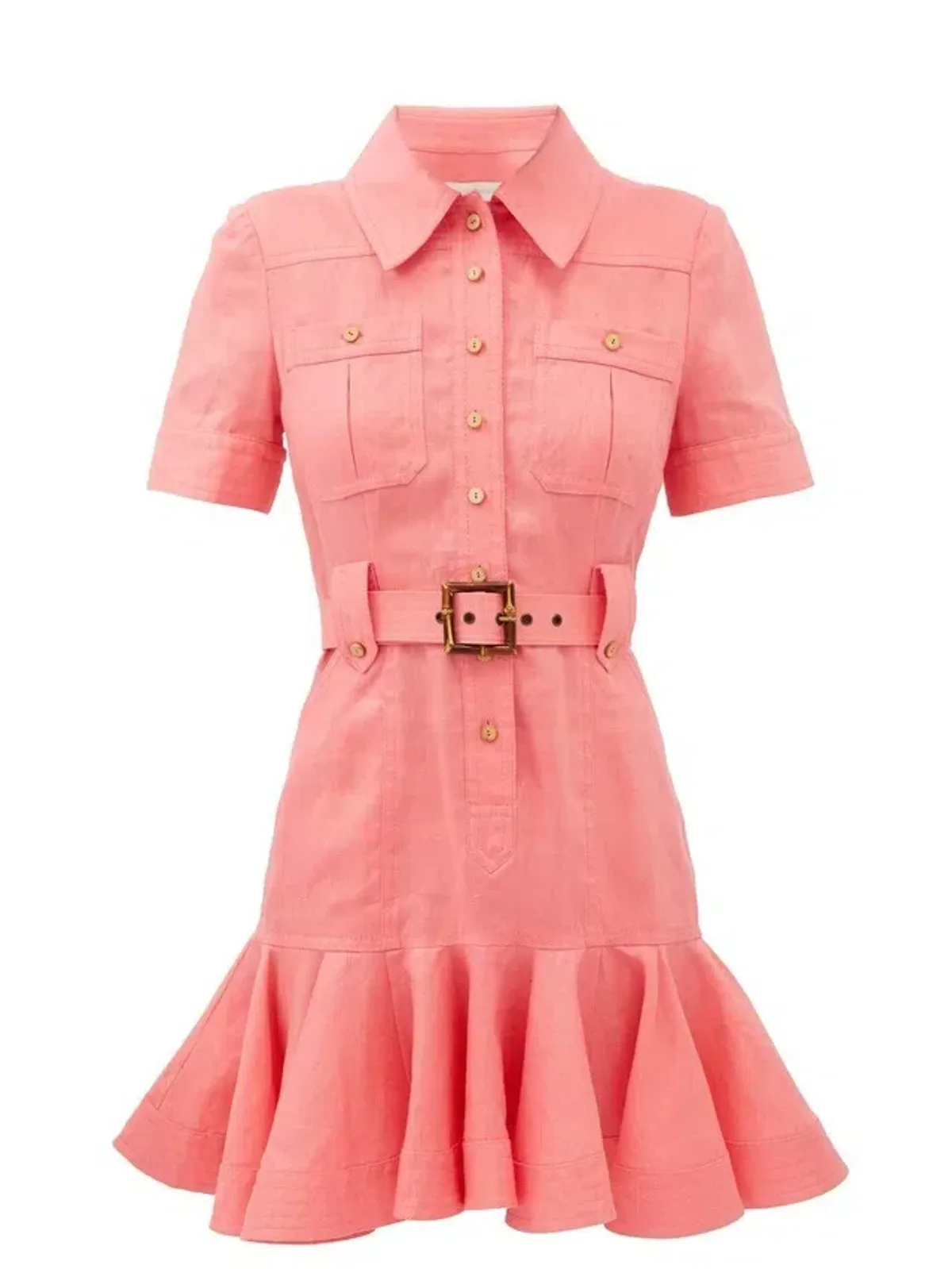 Zimmermann Poppy Belted Mini Dress Watermelon Pink Size 0 / AU 8 - Image 5