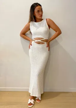 Bec & Bridge Effie Knit Cut Out Dress White Size AU 10 for rent on The Volte - image 1