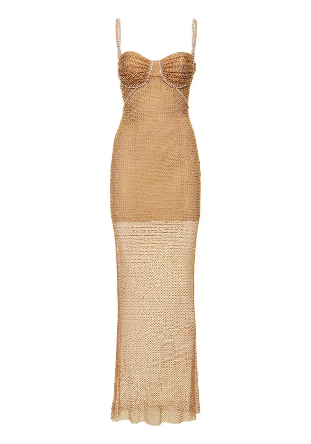 Self Portrait Hotfix Fishnet Maxi Nude Size AU 12 for rent on The Volte - main image