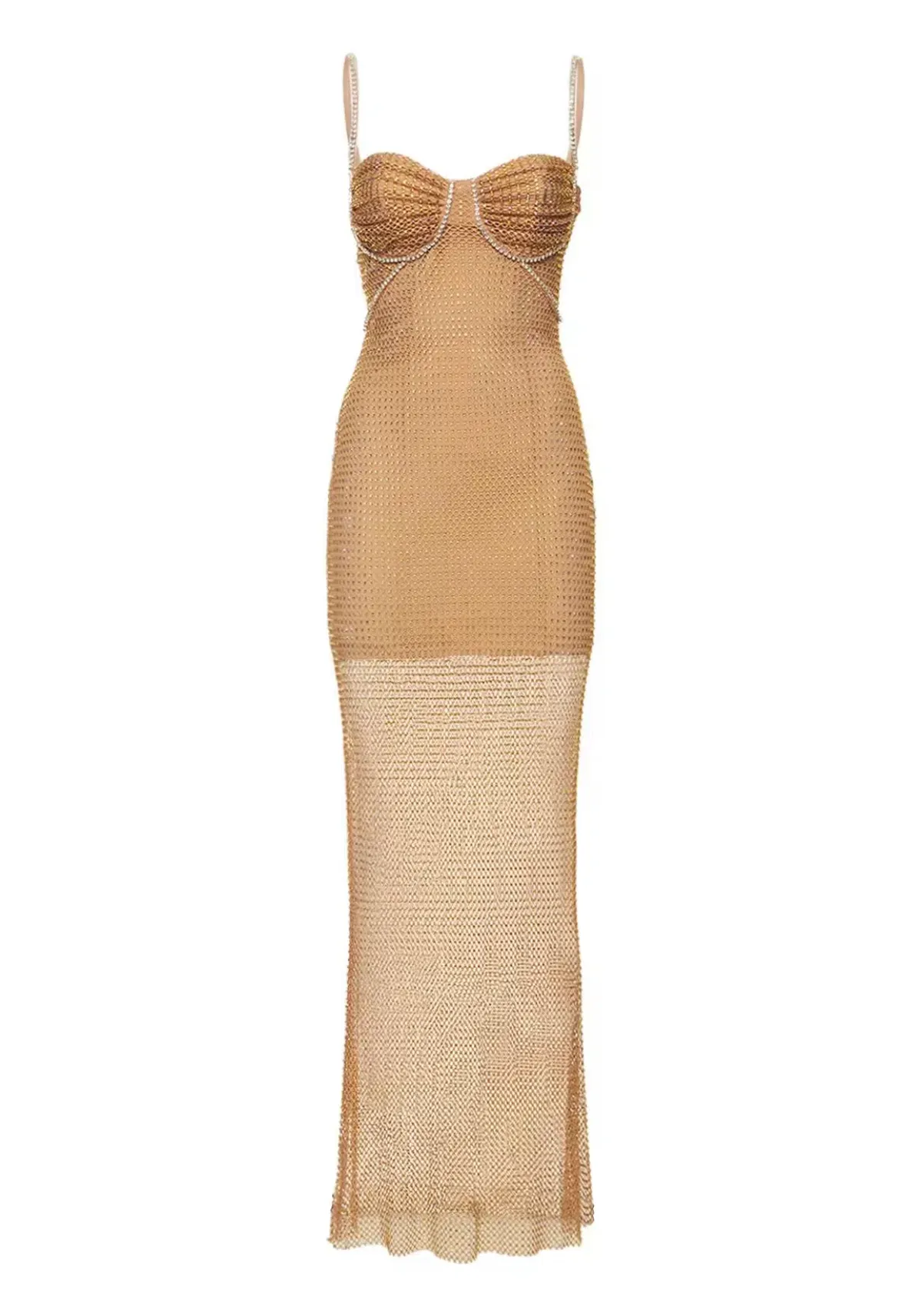 Self Portrait Hotfix Fishnet Maxi Nude Size AU 12 - Image 3