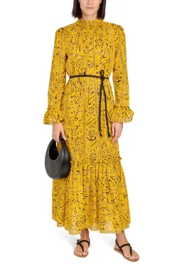 Zimmermann Lulu Frill Hem Long Dress Yellow Print Size 10 for rent on The Volte - image 1