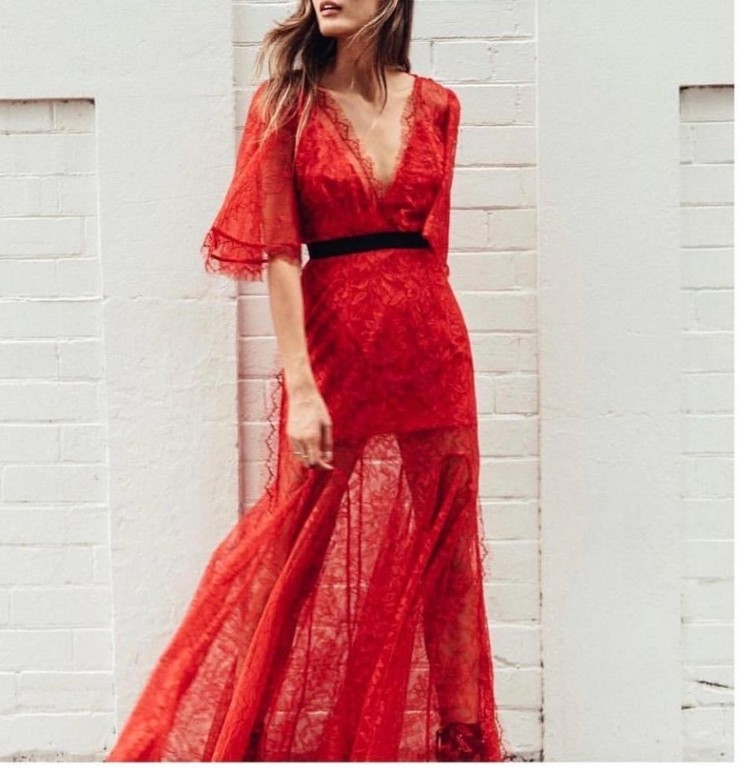 Alice McCall Look Good Feel Good Red Lace Gown Size 6 for rent on The Volte - main image