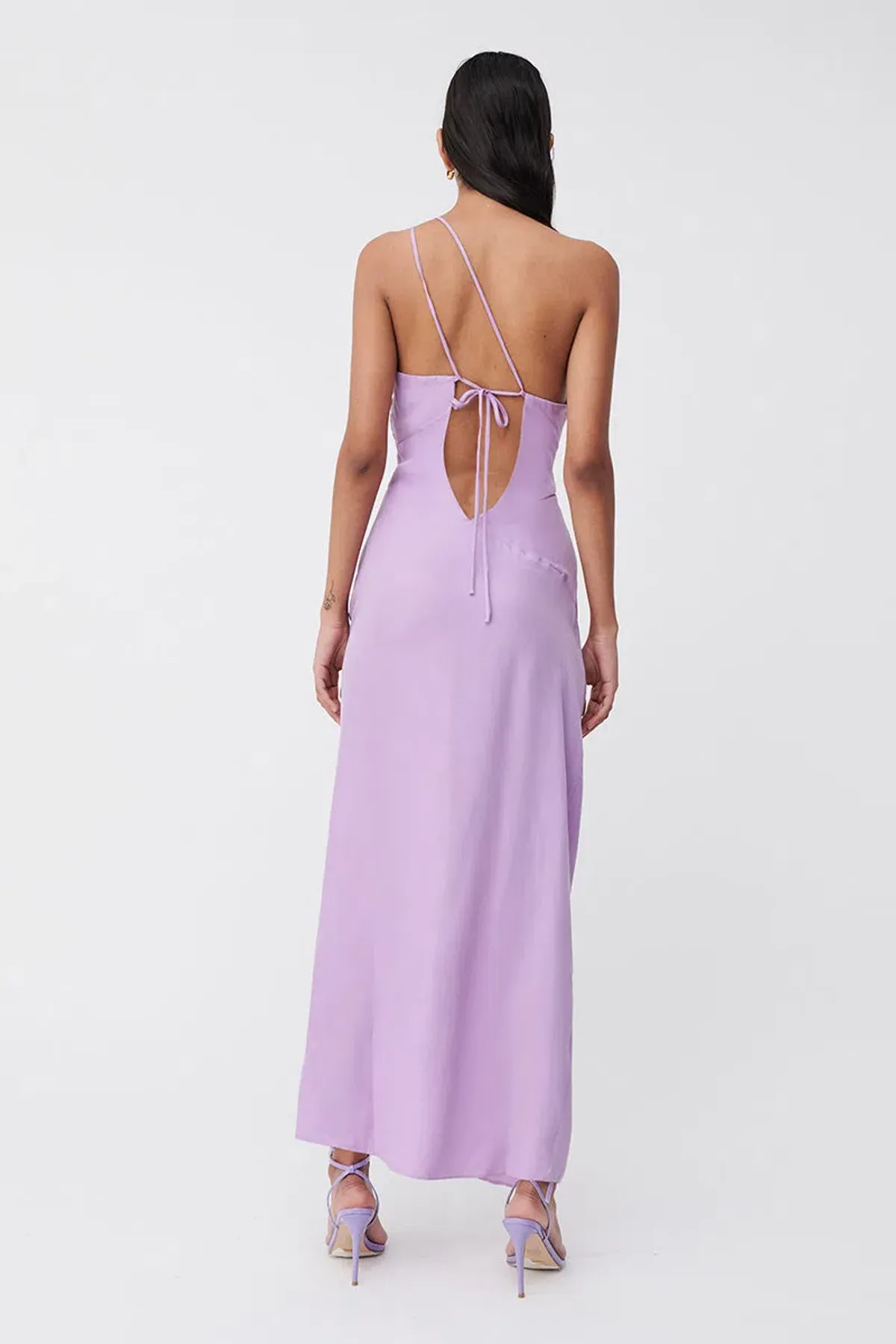 Suboo Andy Asymmetric Ruched Slip Midi Dress Lavender Size XS / Au 6 - Image 3