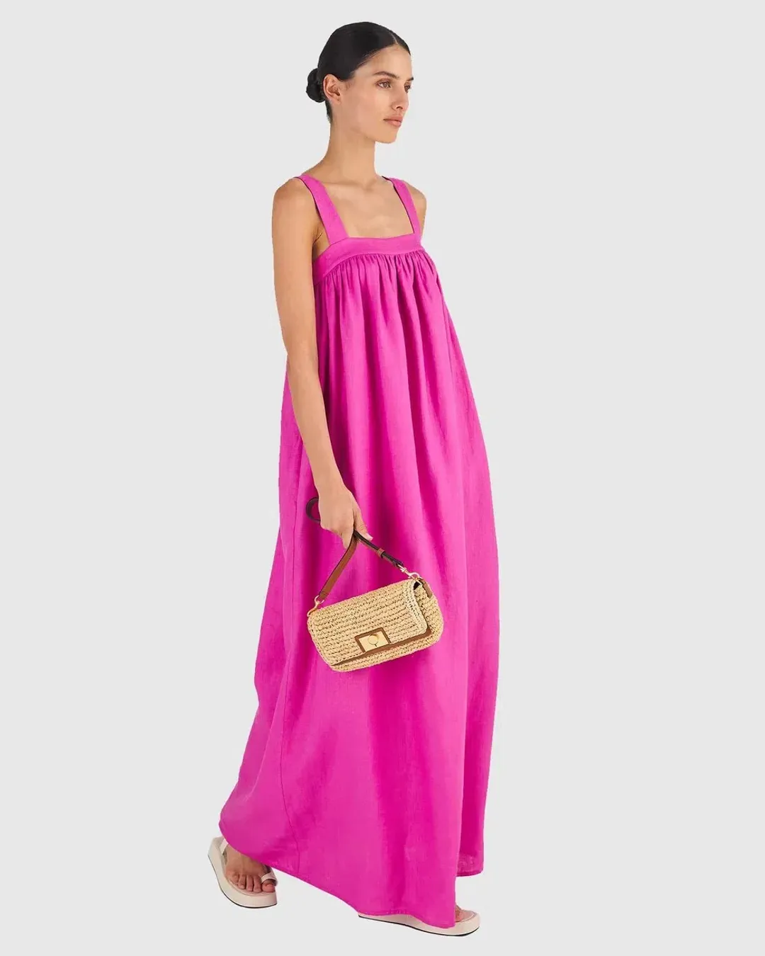 Oroton Bow Detail Sundress Pink Size AU 12 for rent on The Volte - main image