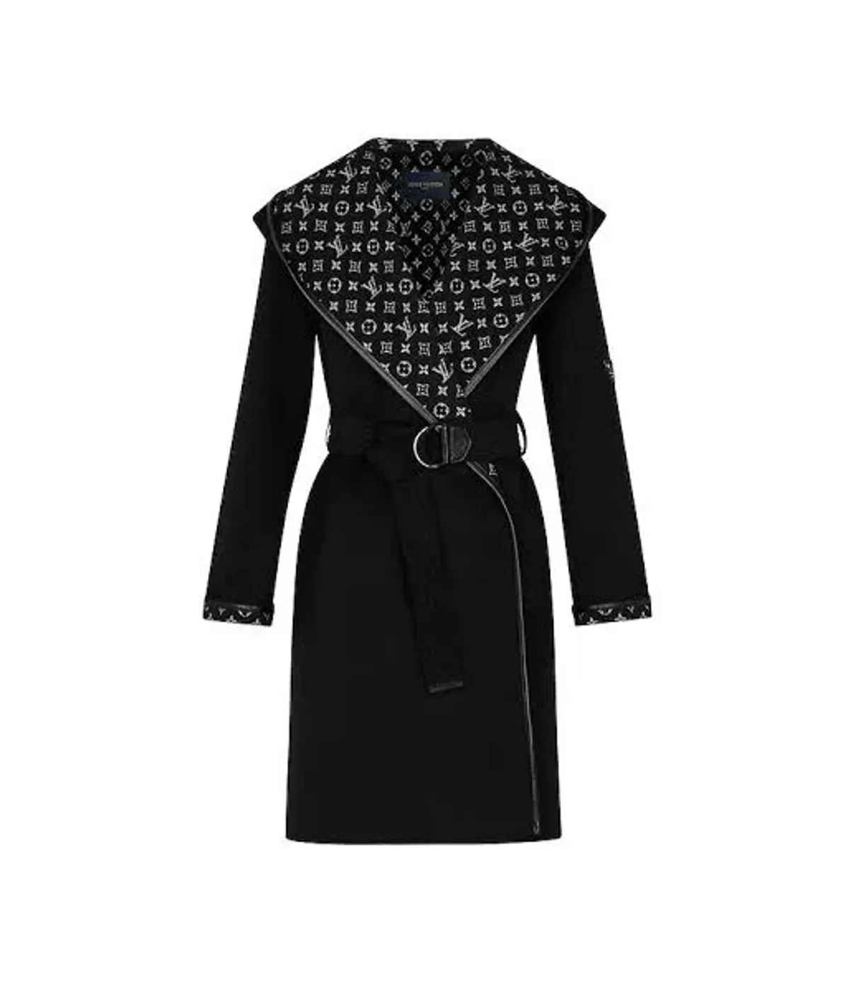 Louis Vuitton Hooded Wrap Coat Black Size AU 8 - Image 3