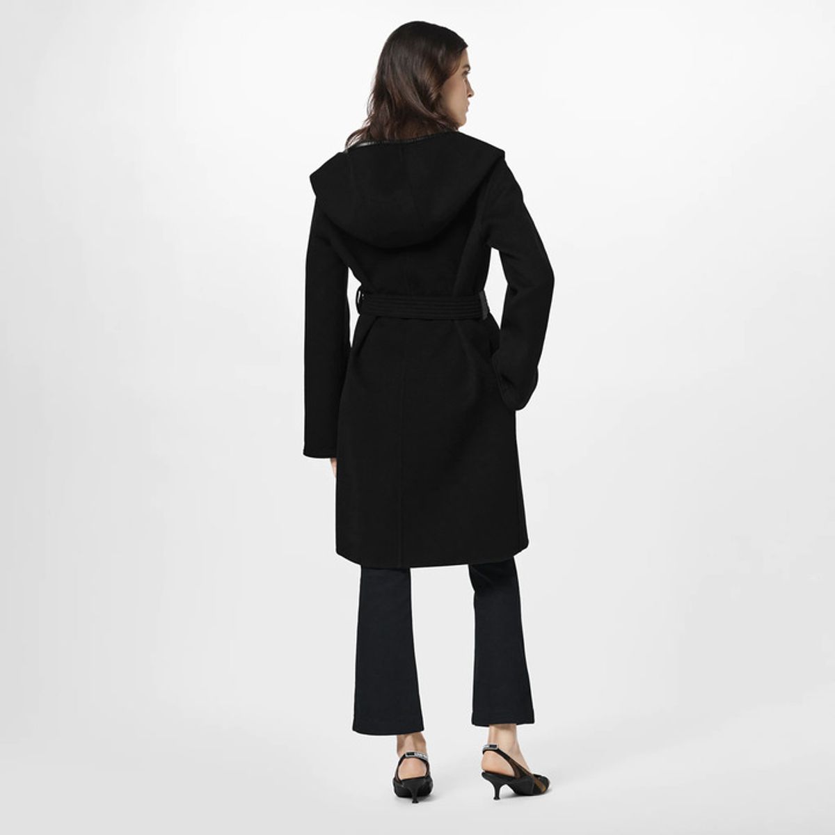 Louis Vuitton Hooded Wrap Coat Black Size AU 8 - Image 2
