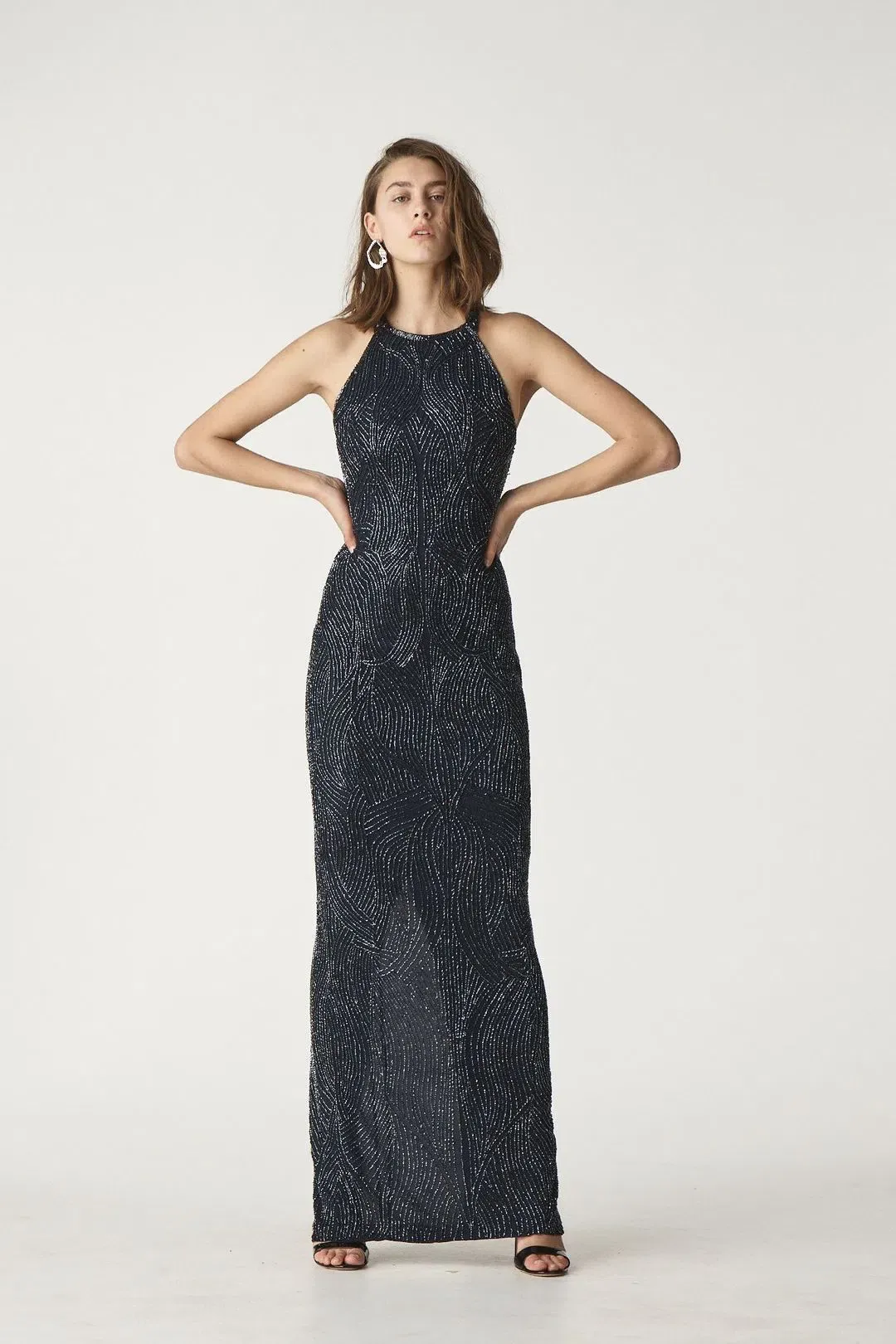 Rachel Gilbert Hand Embellished Carrie Gown Midnight Black Size AU 6 for rent on The Volte - main image