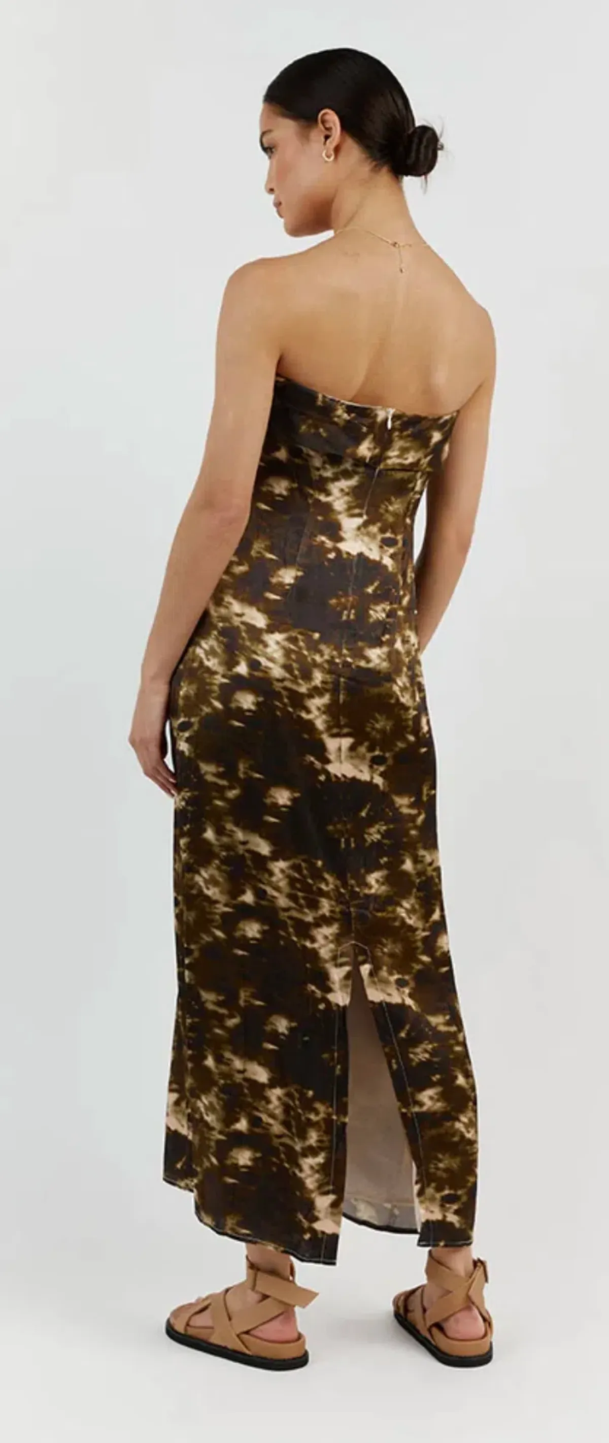 Dissh Mason Satin Tie Dye Strapless Dress Olive Size 10 / M - Image 3