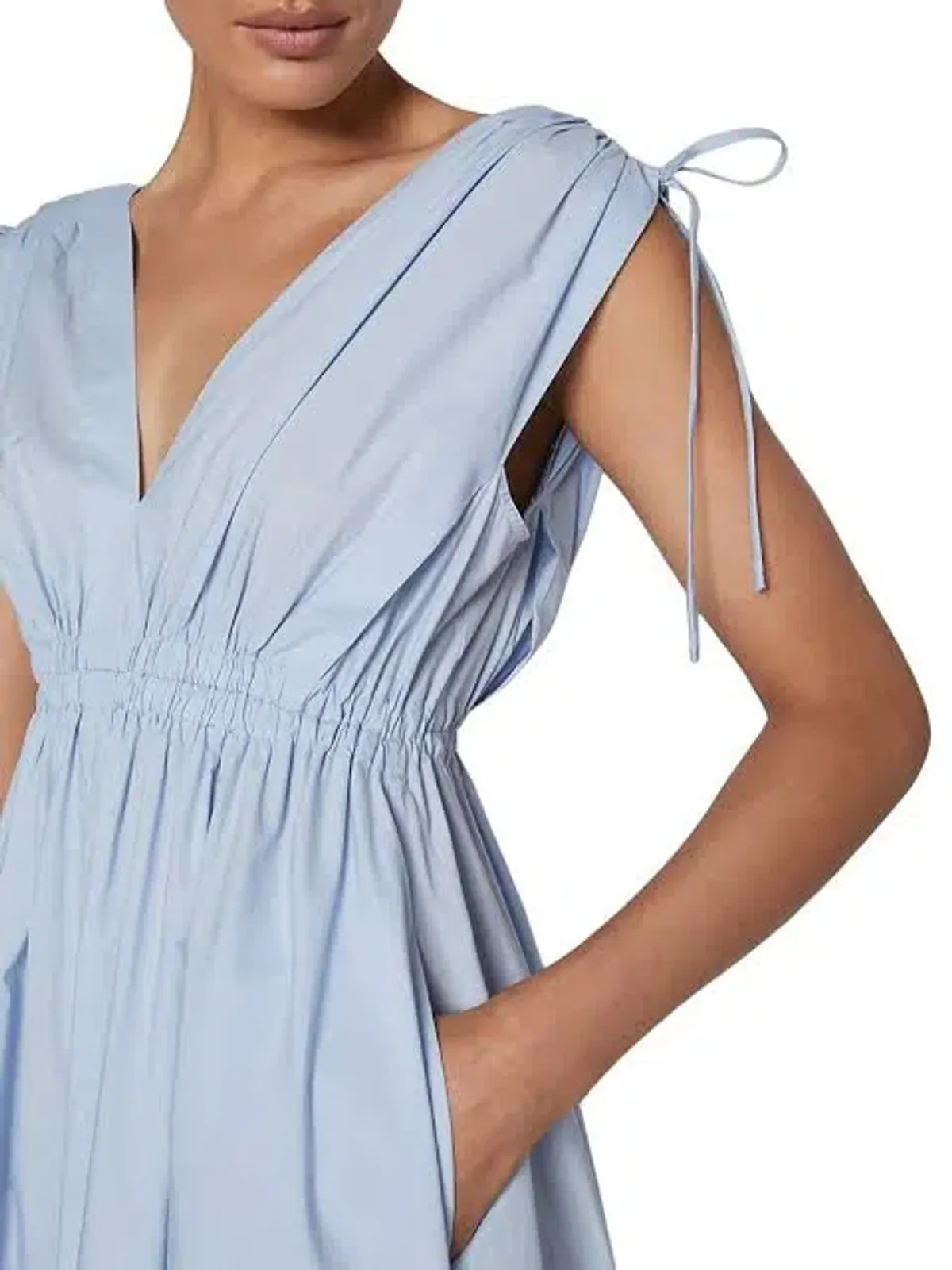Scanlan Theodore Parachute Cotton Drawstring Midi Dress Light Tinted Blue Size 10 - Image 4