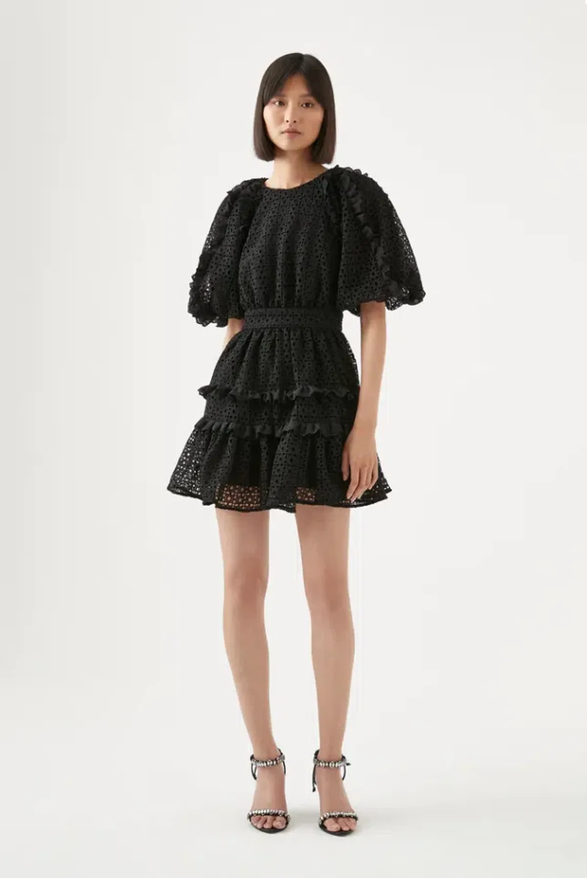 Aje Aveline Broderie Mini Dress Black Size 8 - Image 1