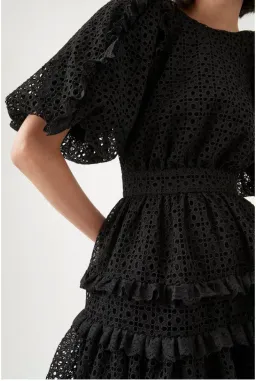 Aje Aveline Broderie Mini Dress Black Size 8 for rent on The Volte - image 4