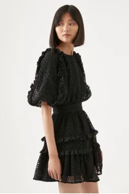 Aje Aveline Broderie Mini Dress Black Size 8 for rent on The Volte - image 3
