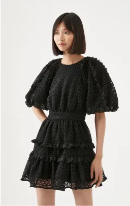Aje Aveline Broderie Mini Dress Black Size 8 for rent on The Volte - image 2