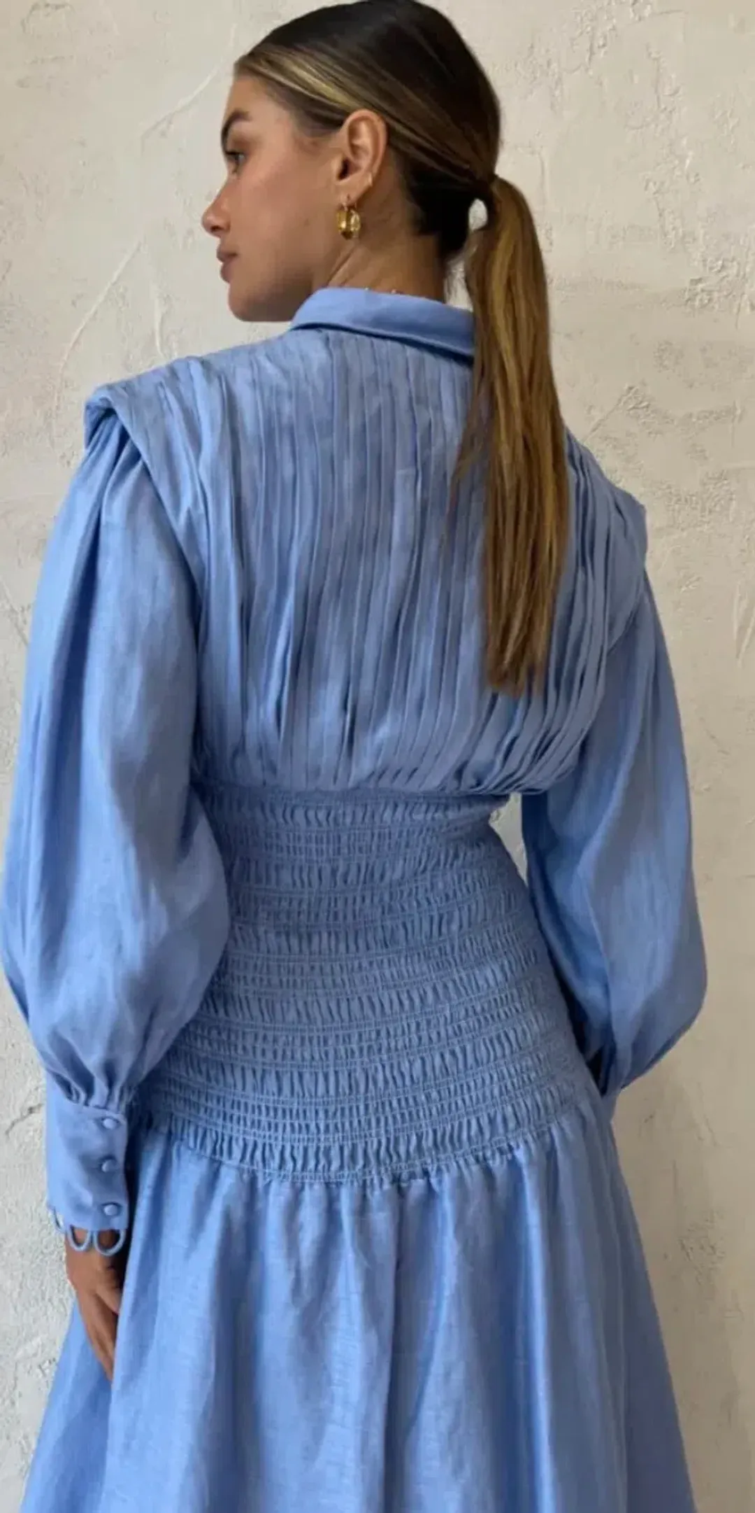 Saint Armont Contre Moi Maxi Shirt Dress Blue Size 6 for rent on The Volte - main image