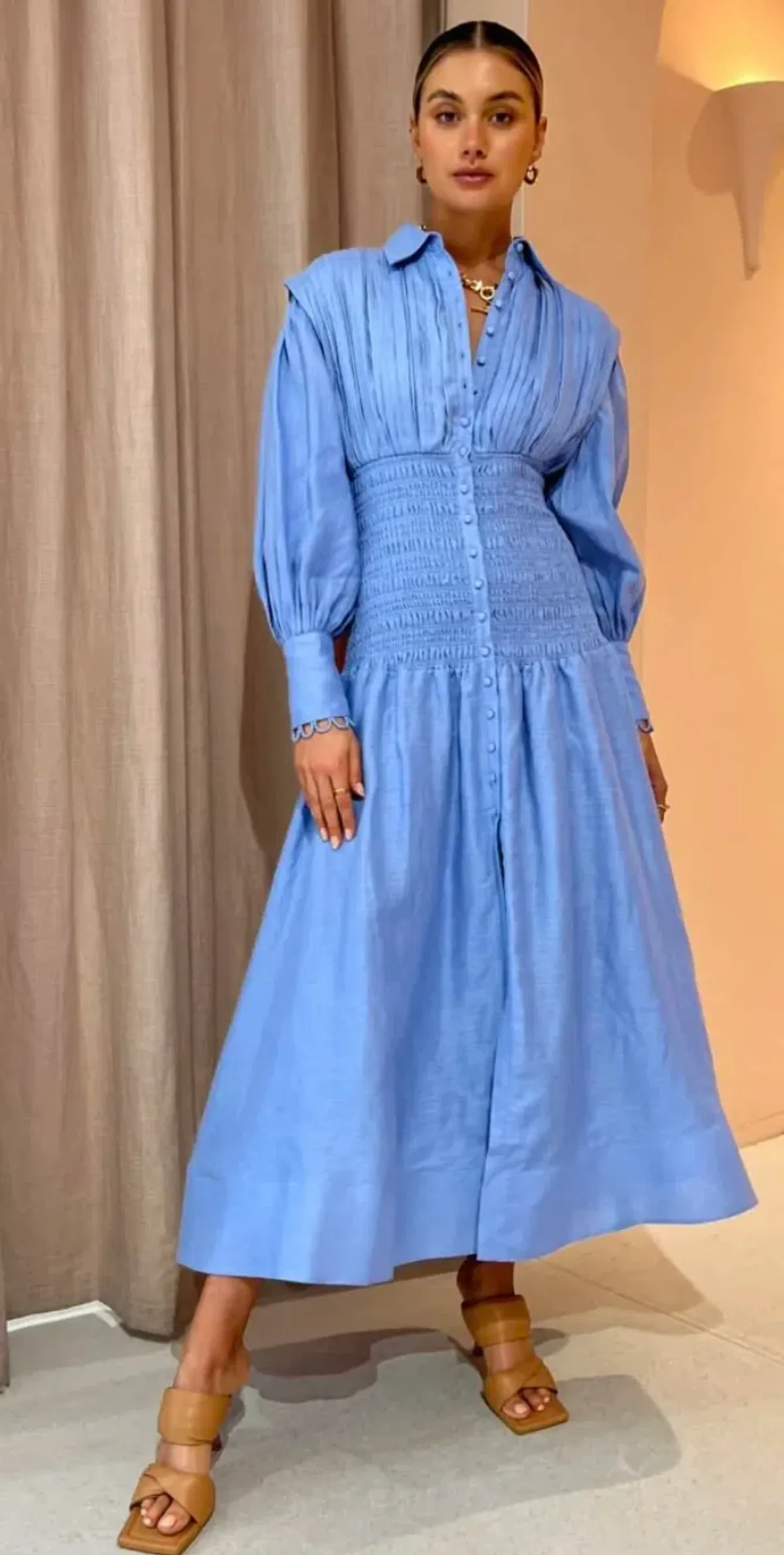 Saint Armont Contre Moi Maxi Shirt Dress Blue Size 6 - Image 1